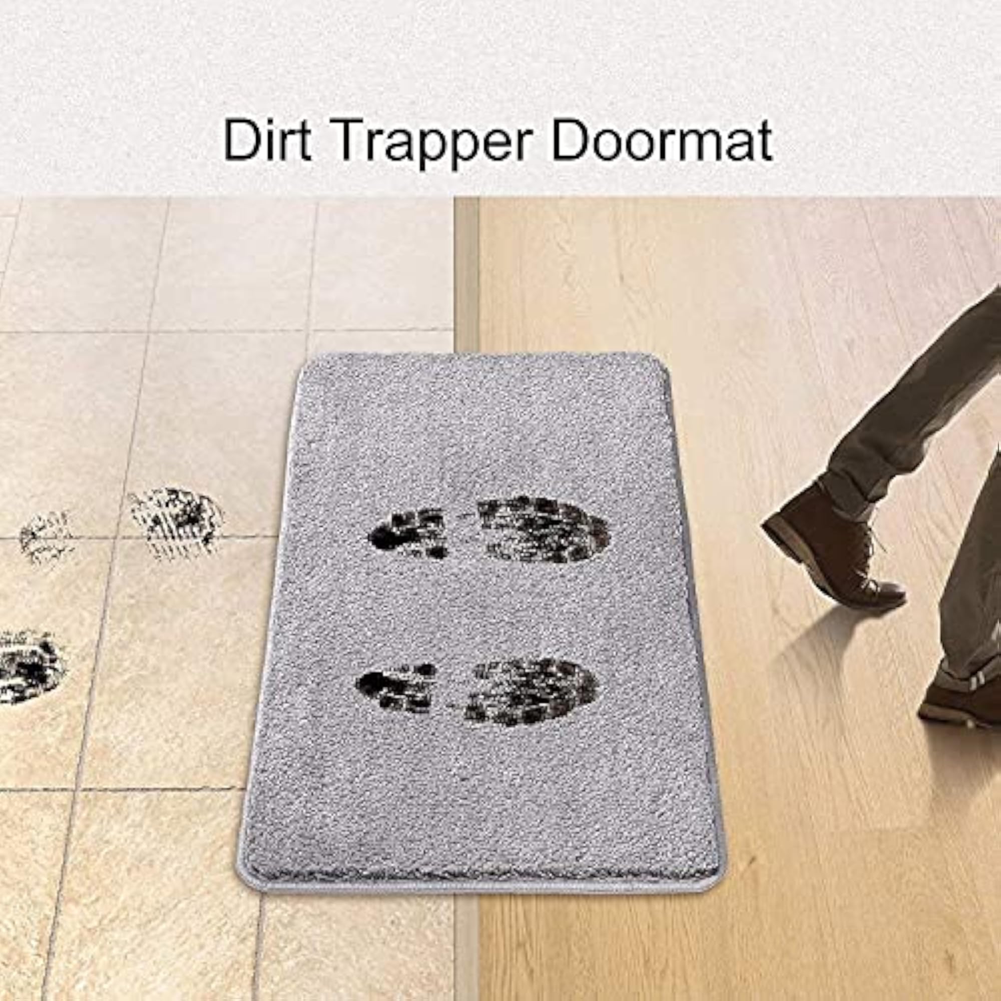 Microfiber Solid Anti-Skid Washable Mat, Grey 40x60 cm